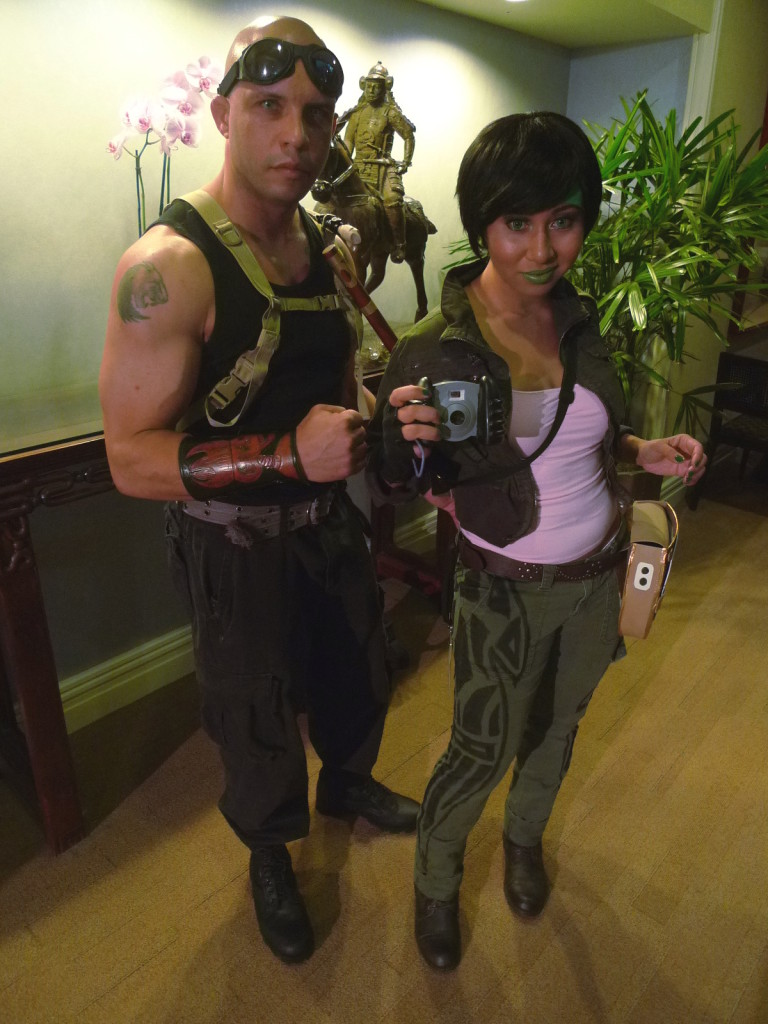 Sean as Riddick from Pitch Black; Lani as Jade from Beyond Good & Evil