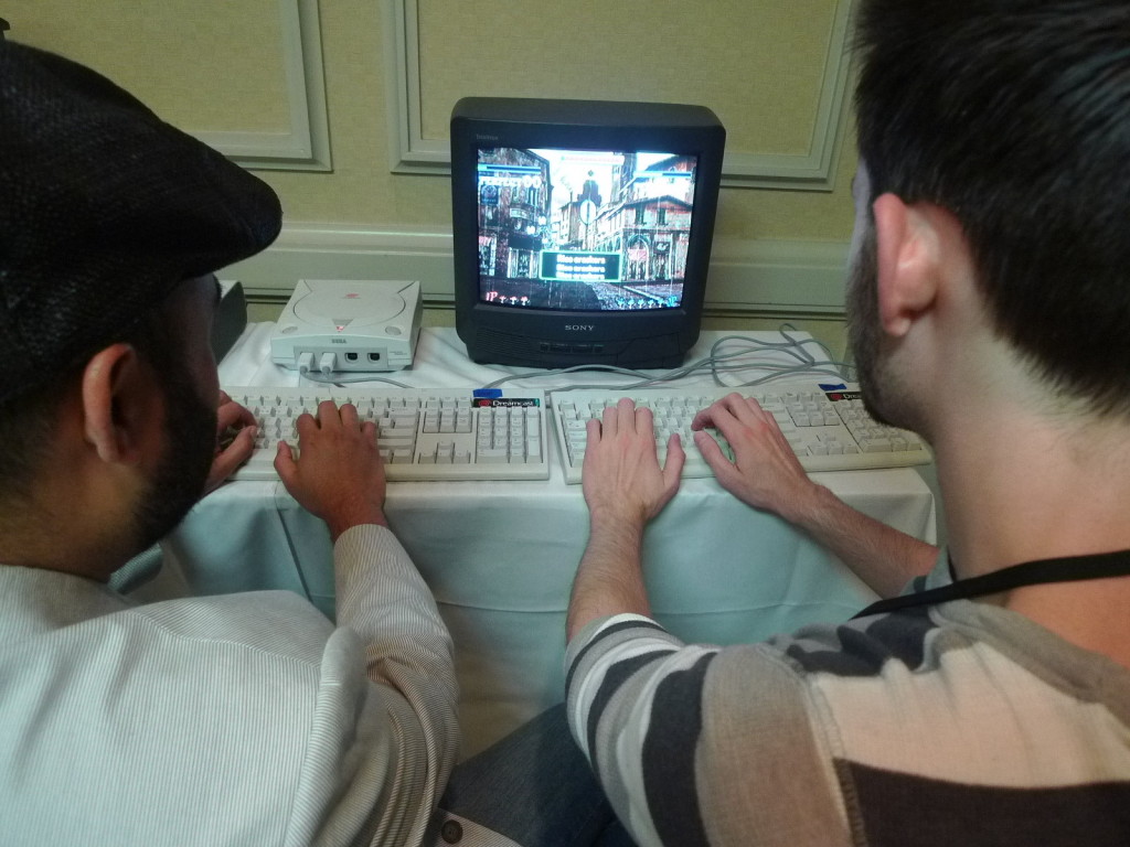 Rick and Kit playing The Typing of the Dead