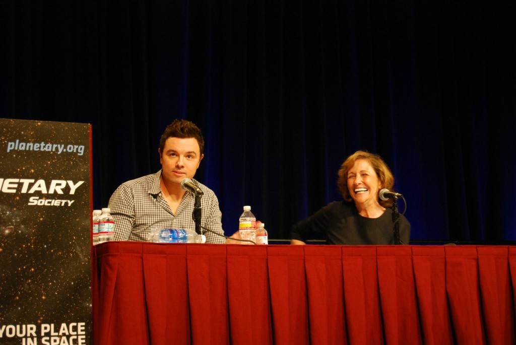 MacFarlane and Druyan at Planetfest 2012 (photo via Reddit)